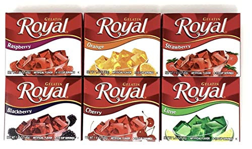 Royal Gelatin Dessert Mix Variety Pack of 6 flavors (1 of each flavor, Total of 6)