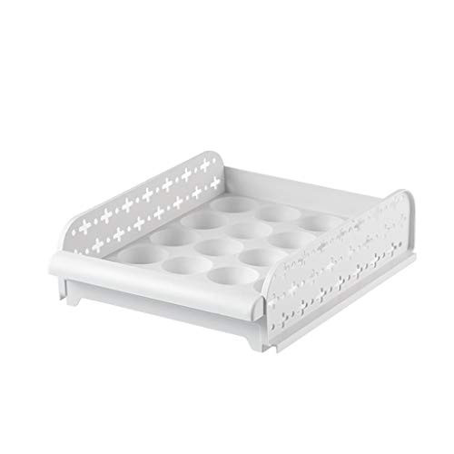 Jchen 1 Pack Plastic Refrigerator Egg Trays,20 Grids Egg Tray Carrier,Egg Holder Storage Container,Egg Holder for Refrigerator,Plastic Fridge Egg Storage Container Stackable (White)