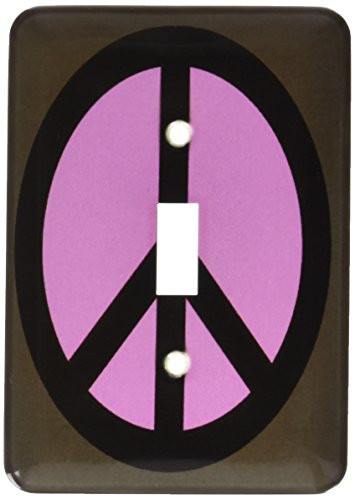 3dRose lsp_38098_1"Fuchsia and Black Peace Sign" Single Toggle Switch