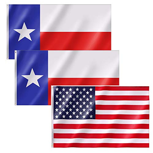 Free Walker American Flag 3x5 FTplusTexas State Flags 2PACKS,Premium Nylon US Flags with Bright Vibrant Color,UV Fade Resistant and Brass Grommets for Indoors and Outdoors,Durable USA Flag for Outside