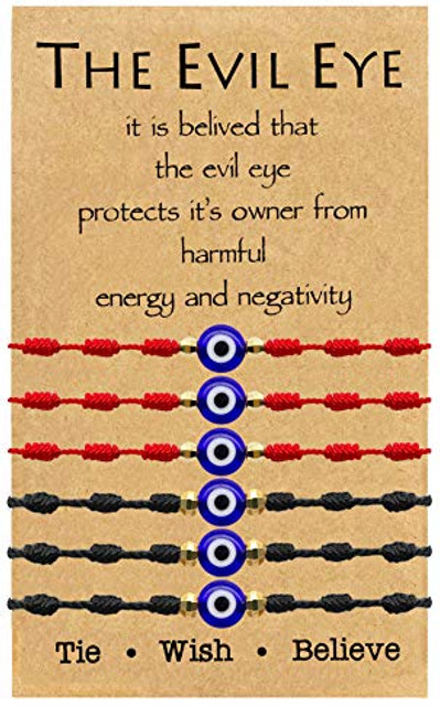 Evil Eye Bracelet for Women Good Luck 7 Knot Red String Bracelet Kabbalah Protection Friendship Wish Bracelet Jewelry for Girls (A-Red  and  Black 6pcs Evil Eye Bracelets Set) Evil Eye Bracelet for Women Good Luck 7 Knot Red String Bracelet Kabbalah Protection Friendship Wish Bracelet Jewelry for Girls (A-Red  and  Black 6pcs Evil Eye Bracelets Set)