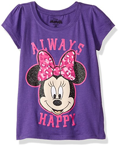 Disney Girls' Toddler Minnie Mouse Short Sleeve T-Shirt, Grape Violet, 2T