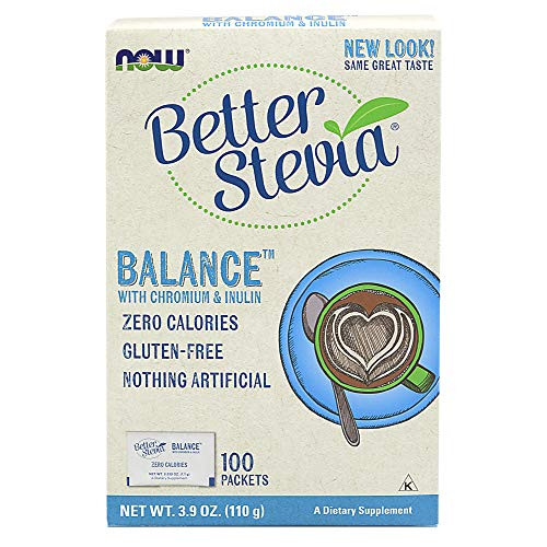 NOW Foods, Better Stevia Balance with Chromium and Inulin, Zero-Calories, Gluten-Free, Kosher, 100 Packets