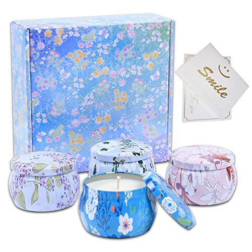 Scented Candle, Tin Soy Candle Gift Set, Natural Soy Wax, Aromatherapy Candle, Stress Relief Candle, Party Gift Set, Travel Tin Candles, 4 Fragrances (Lavender, Lemon, Lotus, Jasmine) 2.5 Ounces x 4 Scented Candle, Tin Soy Candle Gift Set, Natural Soy Wax, Aromatherapy Candle, Stress Relief Candle, Party Gift Set, Travel Tin Candles, 4 Fragrances (Lavender, Lemon, Lotus, Jasmine) 2.5 Ounces x 4