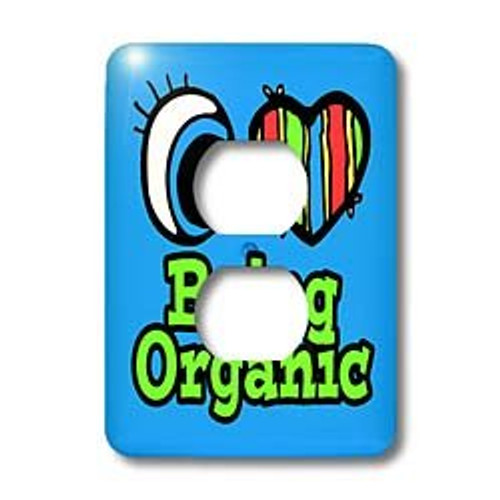 3dRose Lsp_105844_6 Bright Eye Heart I Love Being Organic 2 Plug Outlet Cover