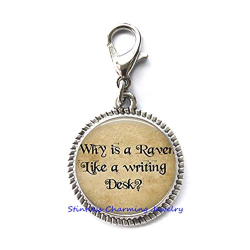 Why Is a Raven Like a Writing Desk Lobster Clasp?Wonderland Jewelry,Fairytale Zipper Pull?Book Quote Zipper Pull?quote jewelry Zipper Pull?Quote Zipper Pull-JP279 (C1) Why Is a Raven Like a Writing Desk Lobster Clasp?Wonderland Jewelry,Fairytale Zipper Pull?Book Quote Zipper Pull?quote jewelry Zipper Pull?Quote Zipper Pull-JP279 (C1)