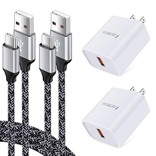 Quick Charge 3.0 Fast Charging Wall Charger for Samsung Galaxy S21plus S20 FE Note 20 Ultra S10e S9 A11 A21 A10e A20 A01 A51 A71,Moto G Stylus G Power G Fast Z5 Z4 Z3,Type C Power Adapter Charger Cables
