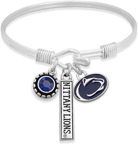 FTH Penn State Nittany Lions Triple Charm Wire Bangle Bracelet with Team Logo Charm