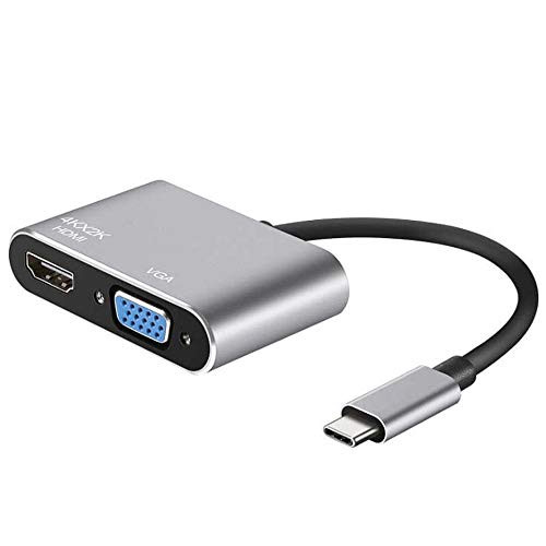 MNTT USB C Hub,PD HDMI VGA RJ45 4K 2 in 1 Computer Accessories USB 3.0 HDMI Docking Station Type C Adapter Type-C to HDMI VGA(2 in 1,Grey)