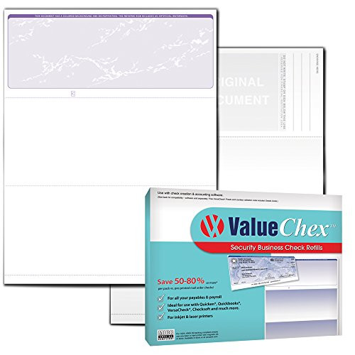 VersaCheck ValueChex - 55 Blank Business Voucher Checks - Purple Prestige - 55 Sheets Form 1000 - Check on Top