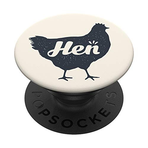 Cool Vintage Farmhouse Black And White Chicken On Beige PopSockets Grip and Stand for Phones and Tablets