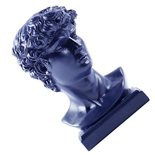 Hemoton Toothpick Storage Container Pen Holder Cup Collectibles Michelangelo Vatican Reproduction David Bust Figurine Figure Sculpture Blue
