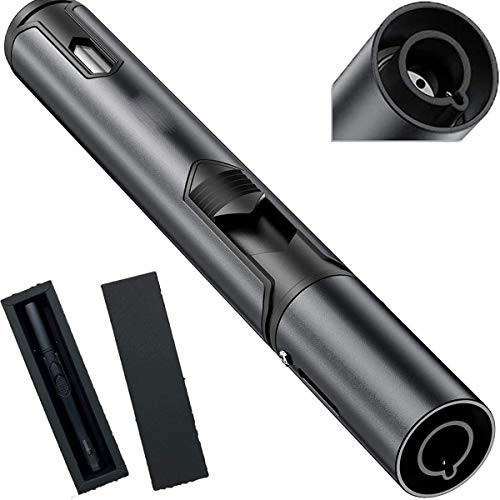 Pen Torch Lighter Adjustable Refillable Butane Lighters Jet Flame Portable for Candle Grill BBQ Camping,Windproof Pen Lighter Adjustable Jet Flame (Black)