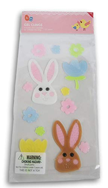 Spring Themed Easter Bunnies and Flowers Gel Window Clings - 29 Piece Spring Themed Easter Bunnies and Flowers Gel Window Clings - 29 Piece