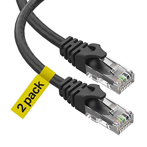 Cat6 Ethernet Cable, 20 Feet (2 Pack) LAN, utp Cat 6, RJ45, Network Cord, Patch, Internet Cable - 20 ft - Black