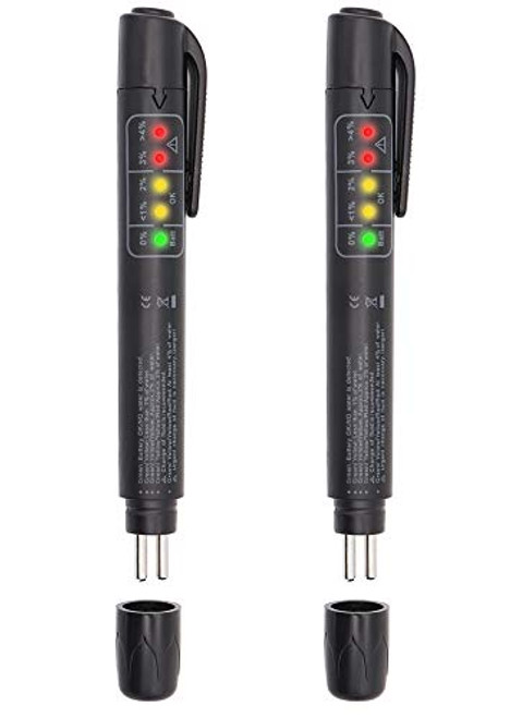 Taxutor 2pcs Brake Fluid Tester Pen Hydraulic Fluid/Liquid/Oil Moisture Analyzer with 5 LED Indicators, Auto Brake Diagnostic Testing Tool for DOT3 DOT4 Brake Fluid