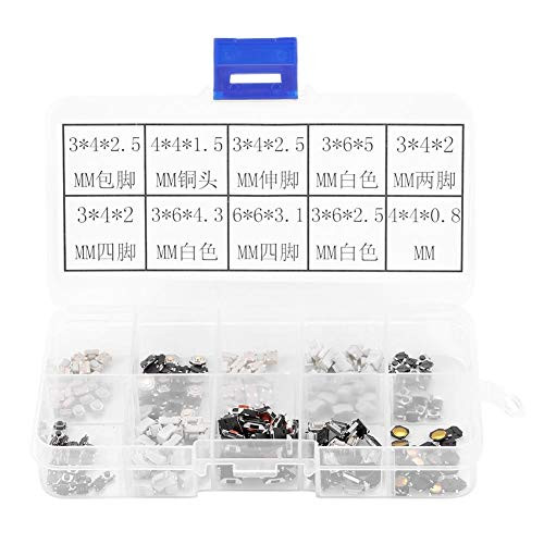 Paullice Tactile Push Button-250Pcs Tactile Push Button Micro Switch Assortment for Car Remote Control Key with Box