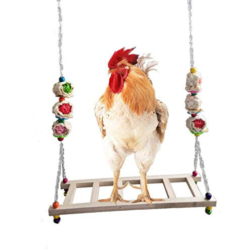 silkasurplus Chicken Swing for Hens Coop Swing Ladder Chicken Perch Natural Wood Stand Handmade Coop Toy for Large Bird Parrot Hens Cock Macaw Trainning