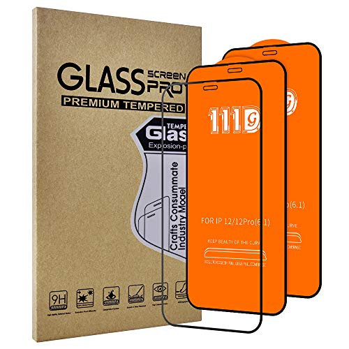 Compatible with iPhone 12 Screen Protector, Compatible with iPhone 12 Pro Screen Protector Tempered Glass 6.1 Inch, 111D  Anti-Scratch   Bubble Free  3 Pack