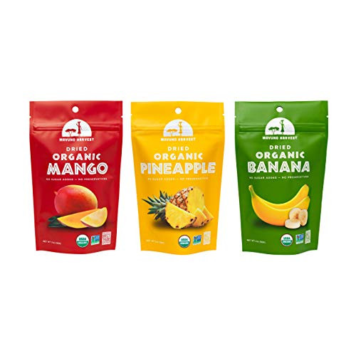 Mavuno Harvest Direct Trade Organic Dried Fruit Variety Pack, Mango, Pineapple, and Banana, 3 Count