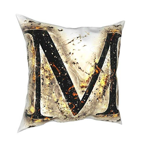 Letter M,Language Writing School Themed Name Initials in Fire Background Steamy,Sofa Couch Bed Car Pillowcase Cushion Covers