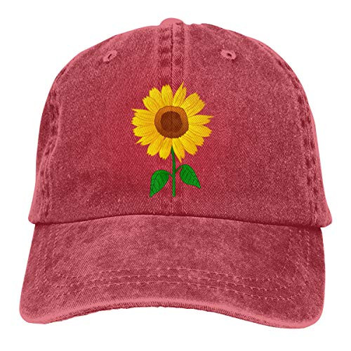 NVJUI JUFOPL Women's Cute Sunflower Baseball Cap Adjustable Washed Vintage Funny Dad Hat Red