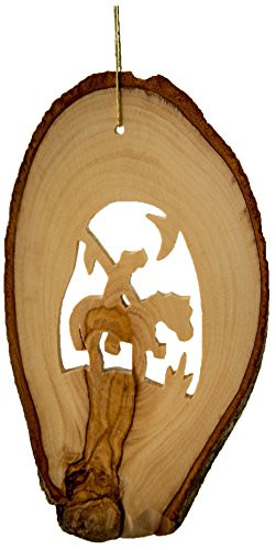 EARTHWOOD FINE WOOD PRODUCTS SW-03 Olive Wood Bark Slice with End of Trail, Brown