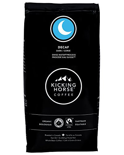 Kicking Horse Coffee, Decaf, Swiss Water Process, Dark Roast, Whole Bean, 1 lb - Certified Organic, Fairtrade, Kosher Coffee