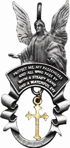 Cathedral Art KT205 Guardian Angel with Cross Ball Chain Car Charm