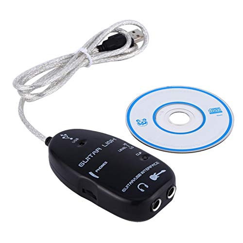 Guitar Adapter, Guitar Interface, Interface Cable USB Guitar Link Cable Guitar to USB Link Audio Learning and Practicing for PC Recording Adapter