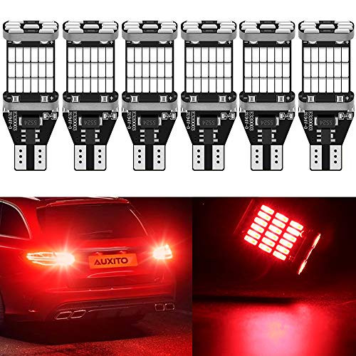 Qoope Super Bright 921 LED Bulb Non-Polarity 912 LED Reverse Lights Bulbs 45-SMD 4014 Chipsets Canbus Error Free T15 906 W16W LED Bulb for Parking Tail Brake Lights, Red (Pack of 6)