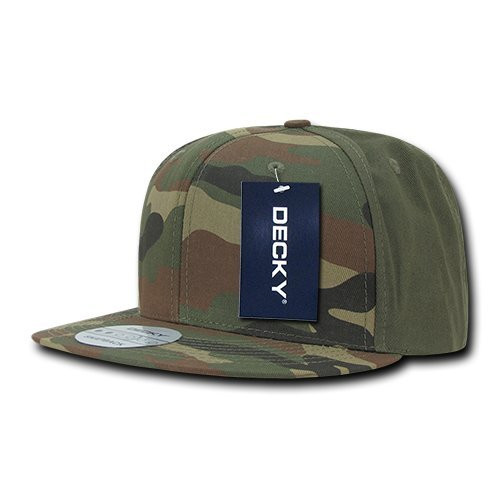 DECKY Cotton Flat Bill Snapbacks, Woodland/Woodland/Olive