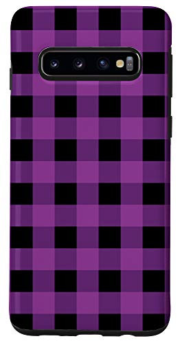 Galaxy S10 Purple and Black Gingham Buffalo Check Plaid Checkered Case