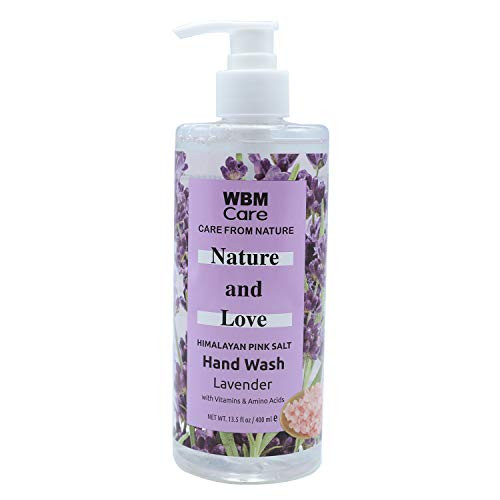 WBM Care Nature and Love Hand Soap Himalayan Pink Salt  and  Lavender-Wash Away Bacteria with Effective Plant-Based, 13.5 Oz, Cleansers