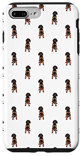 iPhone 7 Plus/8 Plus Dog Pattern Black and Tan Coonhound White Case