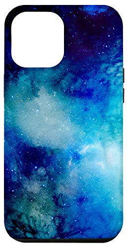 iPhone 12 Pro Max Dark Light Blue Star Space Celestial Galaxy Watercolor Art Case