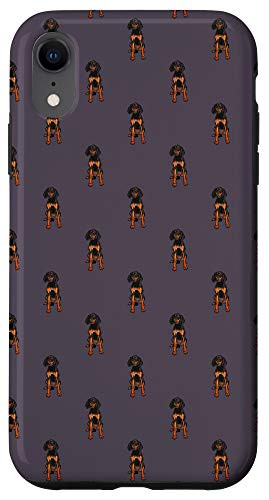 iPhone XR Small Black and Tan Coonhound Pattern Dog Grey Case
