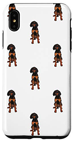 iPhone XS Max White Black and Tan Coonhound Pattern Dog Case