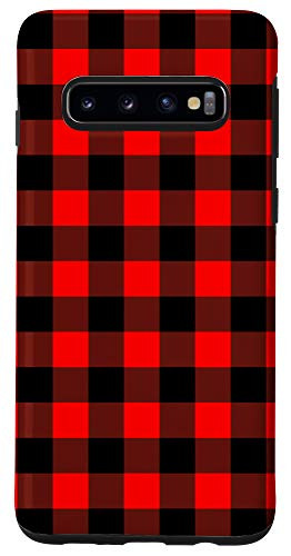 Galaxy S10 Red and Black Gingham Buffalo Check Plaid Checkered Flannel Case