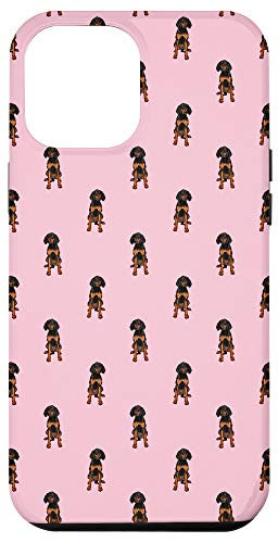 iPhone 12 Pro Max Dog Pattern Black and Tan Coonhound Pink Case
