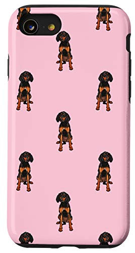 iPhone SE (2020) / 7 / 8 Big Black and Tan Coonhound Pattern Dog Pink Case