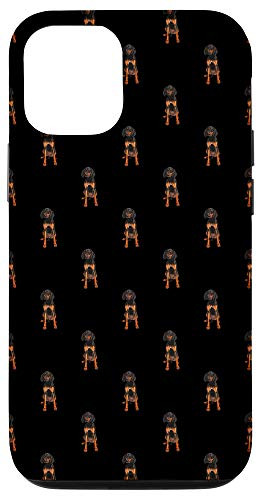 iPhone 12/12 Pro Small Black and Tan Coonhound Pattern Dog Black Case