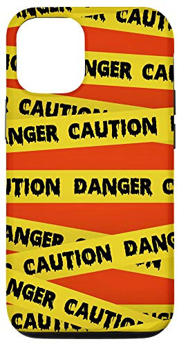 iPhone 12/12 Pro Yellow Danger Tape Scary Cute Spooky Halloween Autumn Gift Case