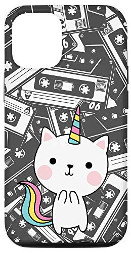 iPhone 12/12 Pro Retro Cassette Tapes Cute Unicorn Illustration Kitty Gift Case