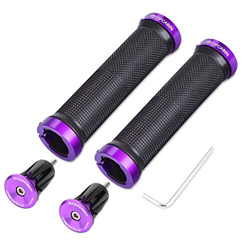 TOPCABIN Bicycle Grips,Double Lock on Locking Bicycle Handlebar Grips Rubber Comfortable Bike Grips for Bicycle Mountain BMX (Purple)