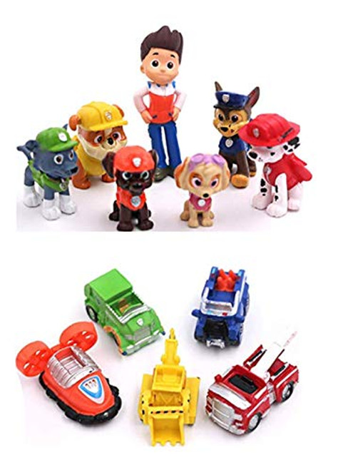 12PCS paw patrol cake ingredients, cake and cupcake decorations, paw patrol mini toys, children's birthday shower party supplies