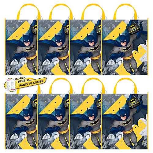 Unique Batman 8 Count Tote Bags   Kid's Birthday, Superhero Themed Event, Movie Night, Halloween, Officially Licensed by Unique