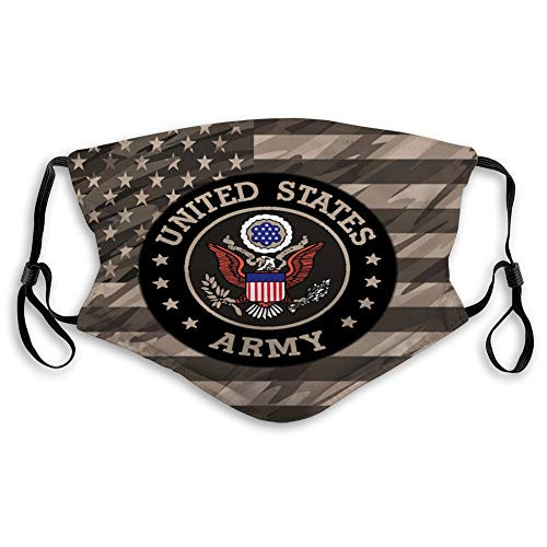 NYNELSONG Unisex Mouth Shield Reusable Face Shield Patriotic Desert tan camo USA Flag Face Mask