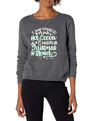Hanes Women's Ugly Sweater-Christmas Movies, Slate Heather, Small