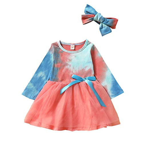 Toddler Baby Girl Fall Outfit Dresses Kids Knit Ribbed Tie Dye Long Sleeve Tutu Tulle Skirt Dress Headband Clothes (Pink,1-2T) Toddler Baby Girl Fall Outfit Dresses Kids Knit Ribbed Tie Dye Long Sleeve Tutu Tulle Skirt Dress Headband Clothes (Pink,1-2T)